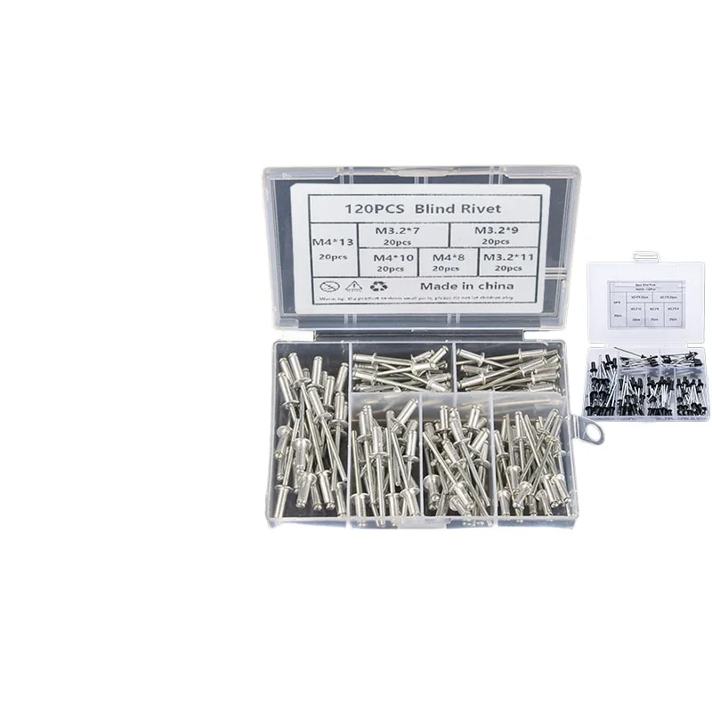 20Pcs Black Aluminum Blind Rivets, Decorative Pull Rivets M2.4 M3.2 M4 for Fastening