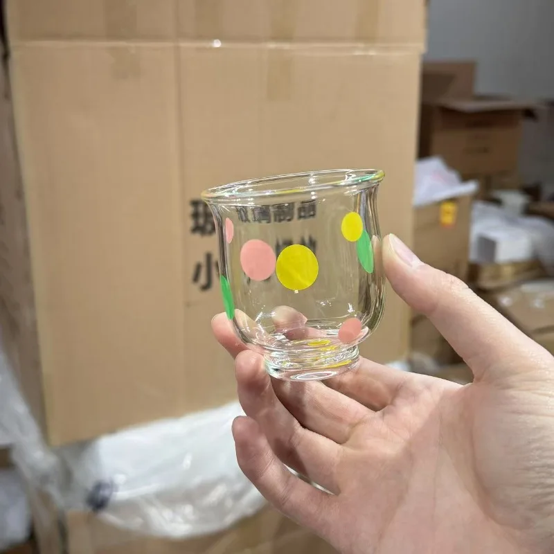 

50ml Polka Dot Water Cup Cute Milk Juice Coffee Cup Holiday Gift Glass Cute Student Girl Accessories Desktop Ornament Wholesale