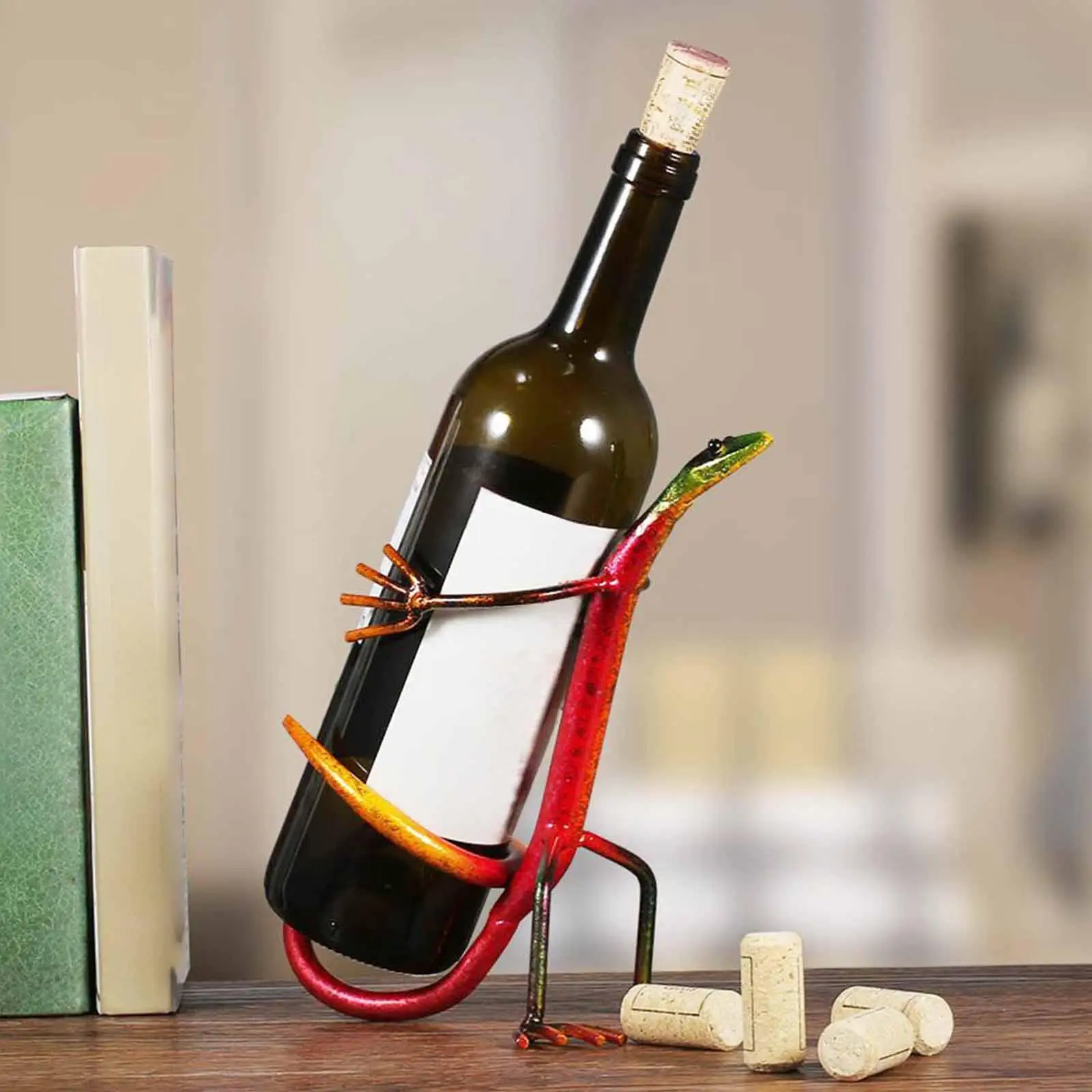 

Lizard Metal Creative Unique Freestanding Funny Wine Bottle Display Stand Decorative for Countertop Hotel Pantry Cabinet Desktop