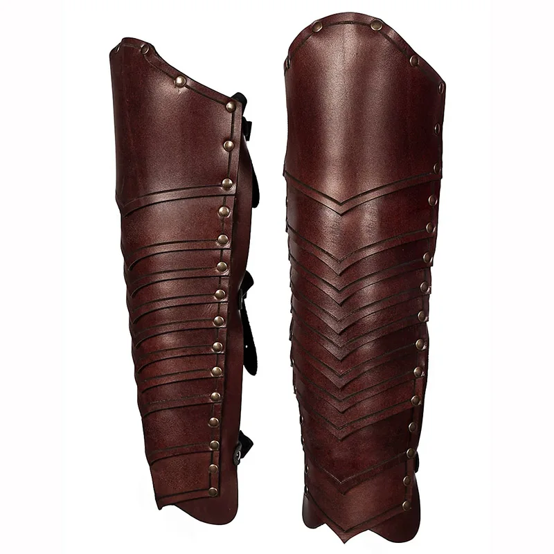 Medieval Viking Warrior Knight Leather Leg Armor Greaves Boots Shoes Cover Renaissance Gaiter Cosplay Costume For Men Women Larp