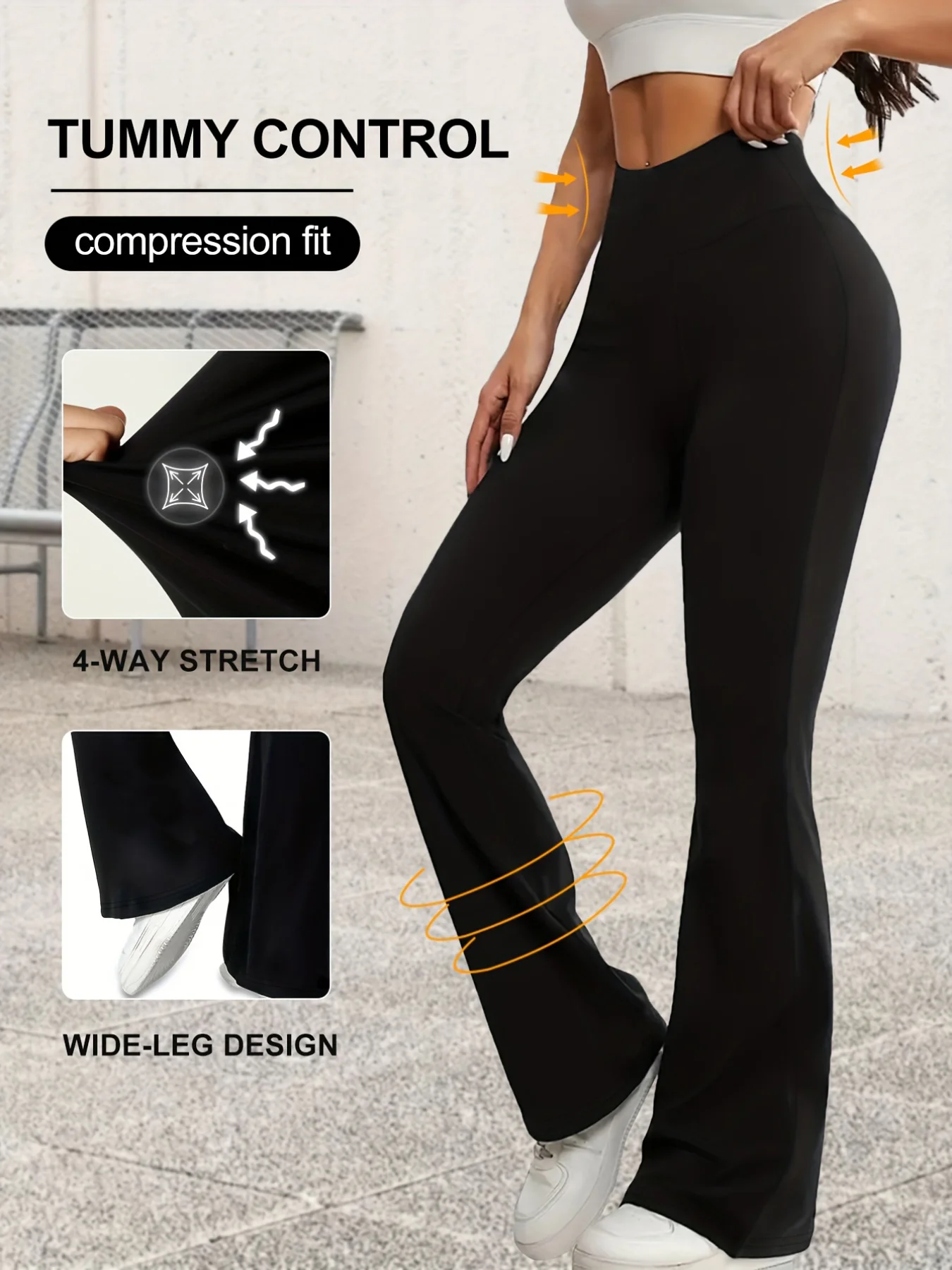 Pantalon de Yoga à la mode pour femmes, printemps fin, élastique taille haute, noir pur, adapté aux sports décontractés