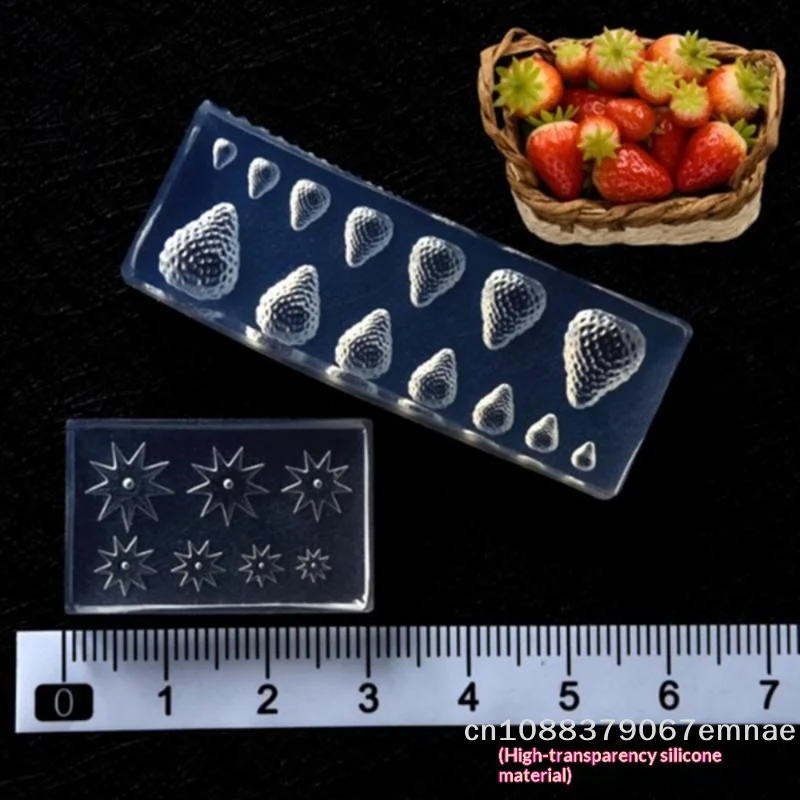 

[ZYAS] Mini 3D Strawberry Silicone Mold Multi-Size for Resin Clay DIY Dollhouse Miniature Fruit Making Tool