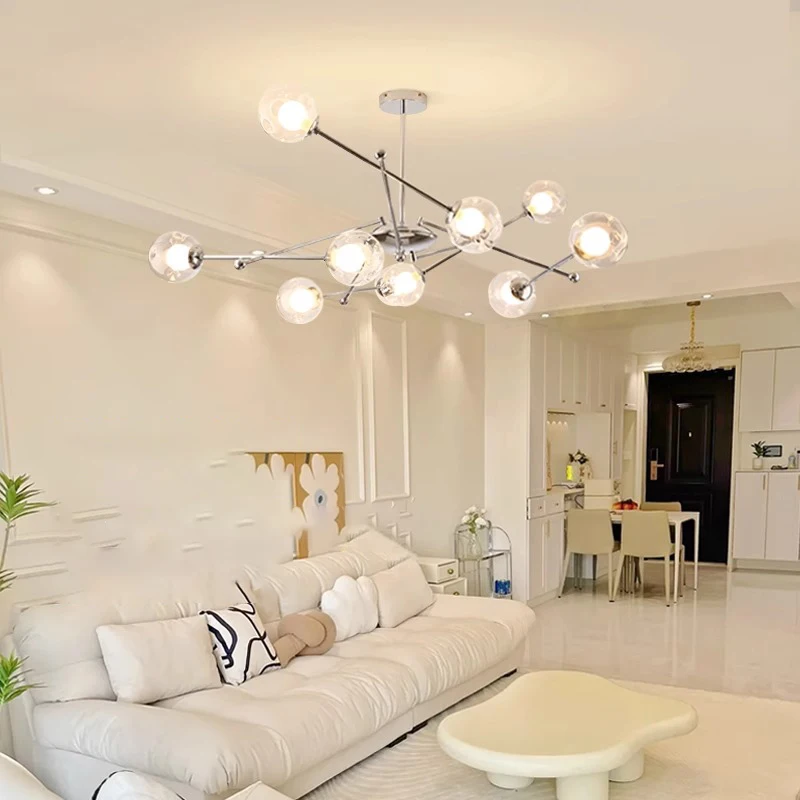 Event Price, Silver Round Magic Bean LED chandeliers, Bedroom, Dining Room Home Ceiling Lighting Decorative Lights, D60 cm.
