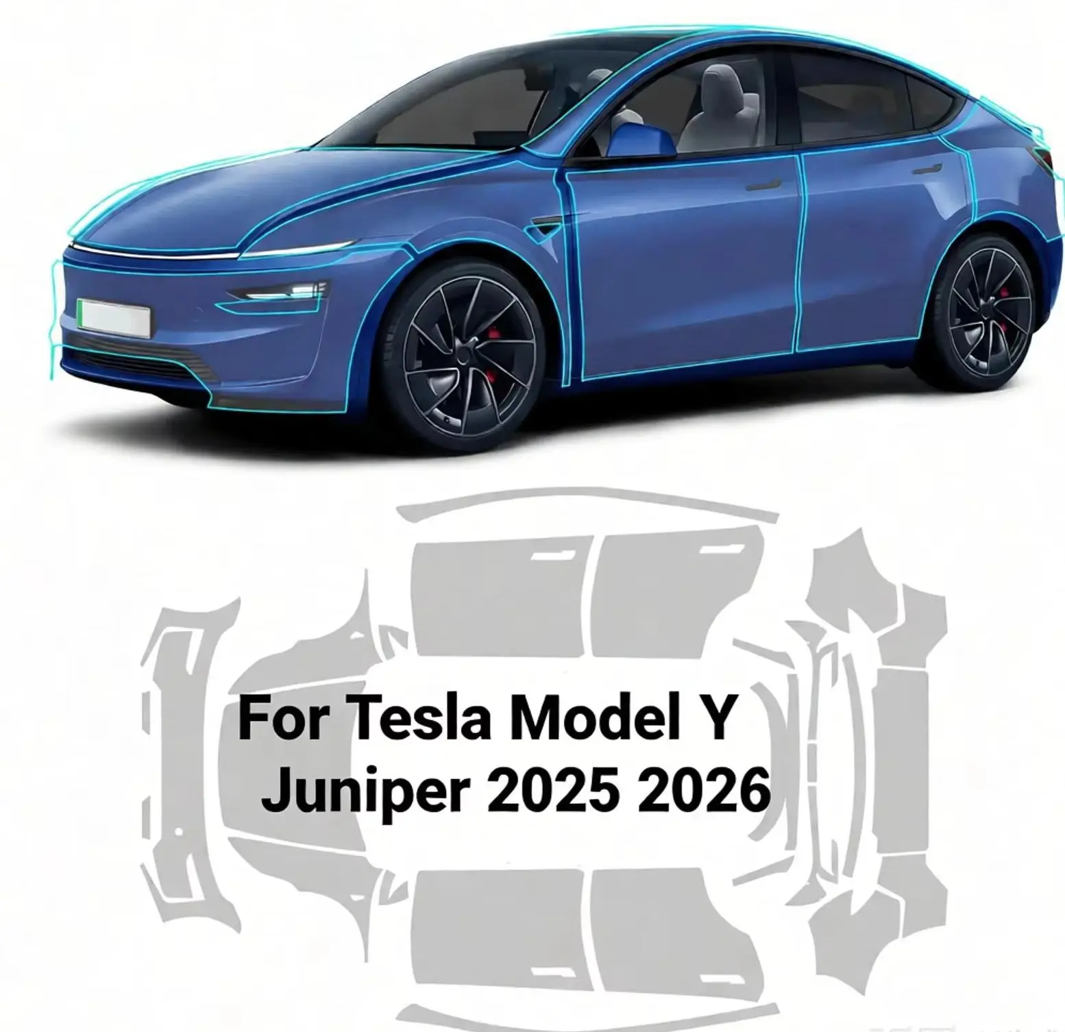 For Tesla Model Y Juniper 2025 2026 TPU Scratch-Resistant Self-Healing Paint Protection Film Invisible Pre-cut PPF ﻿Kit