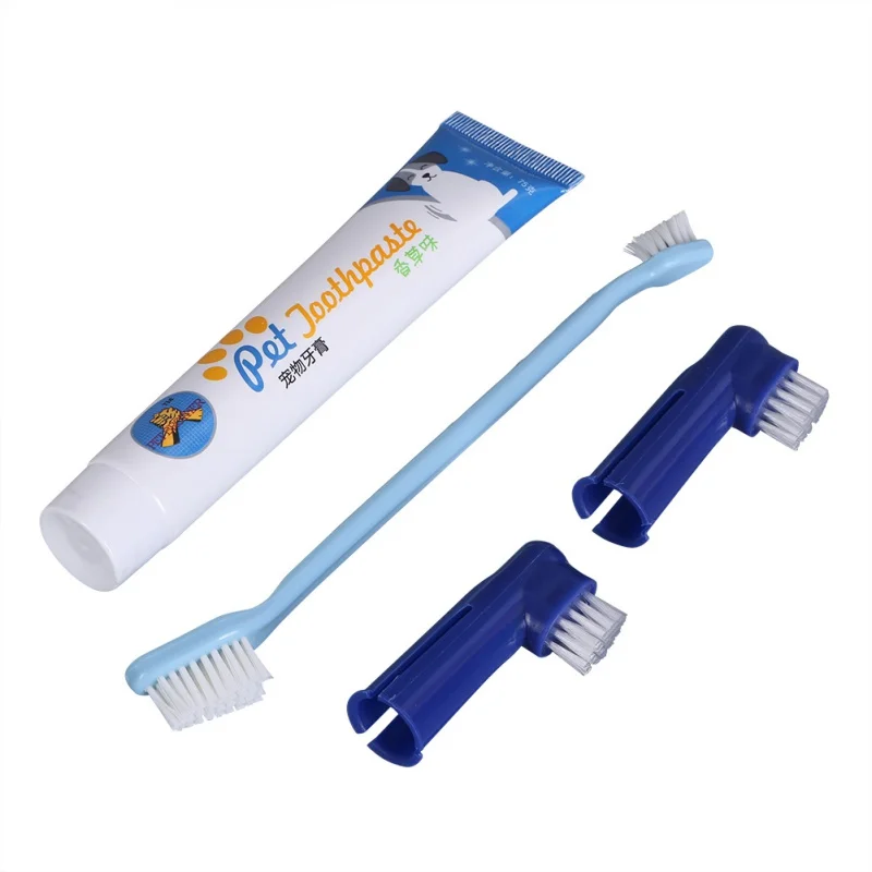 Pet Toothbrush Set Pet Supplies Dog Toothpaste Toothbrush Oral Care Set for Cats and Dogs Vanilla Beef Flavor Pet Cleaning Tooth