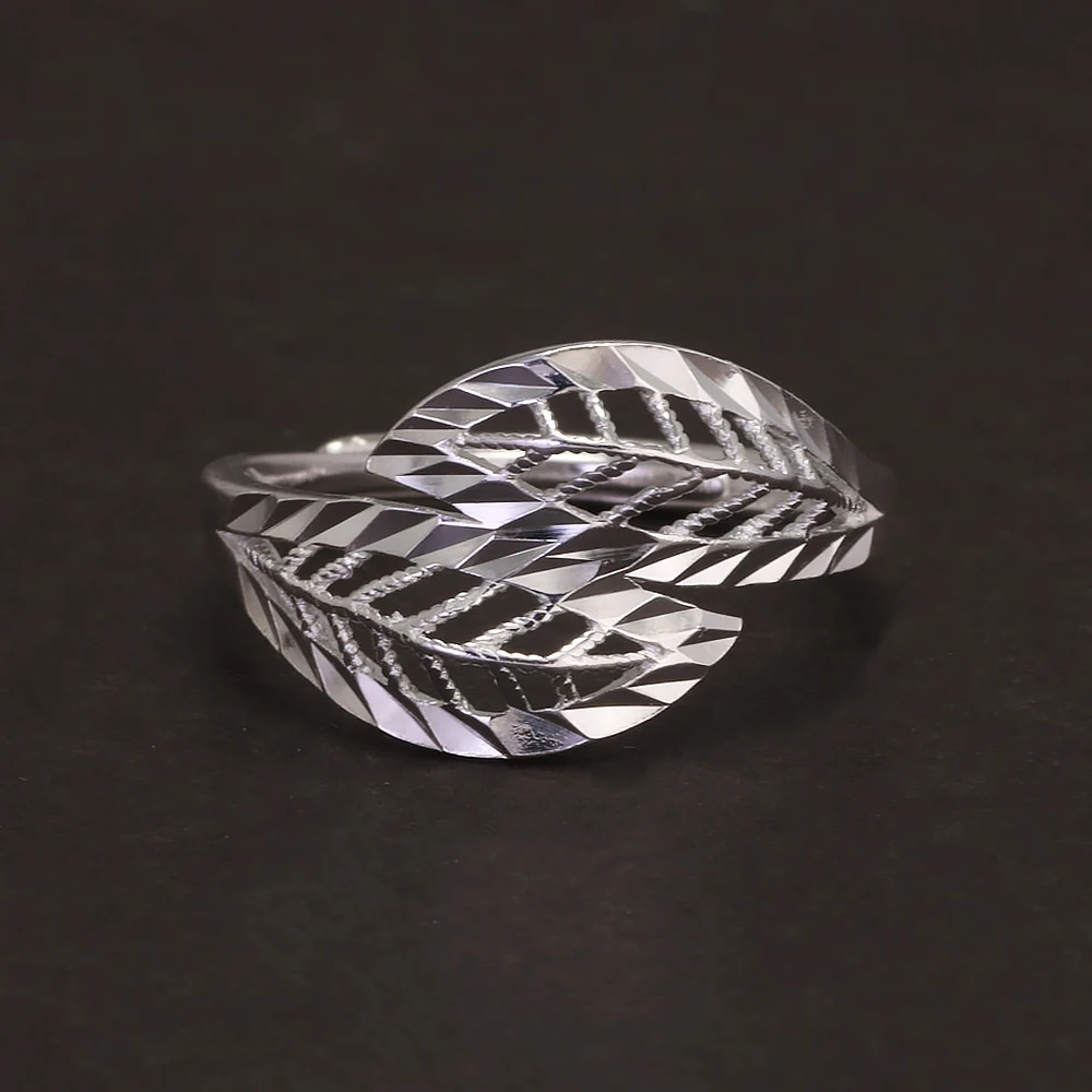 

990 Sterling Silver Vintage Leaf Ring for Women Hollow Carved Fashion Simple Classic Adjustable Party Fine Jewelry Handmade