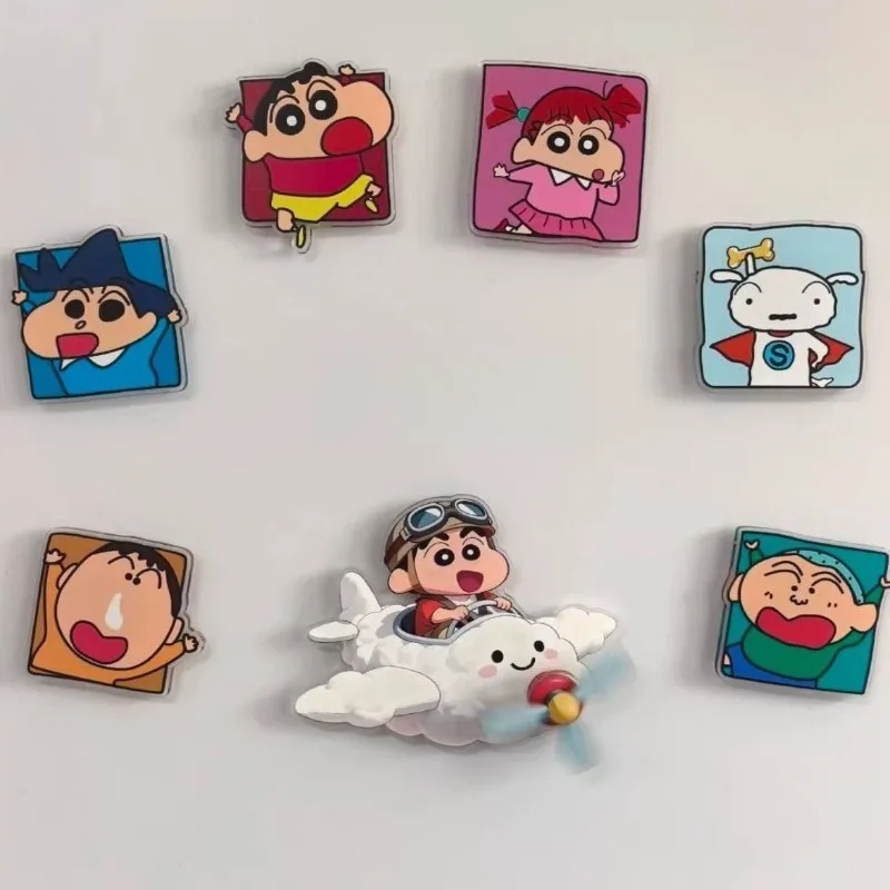 Neue Crayon Shin-chan Acryl-Drehmagnete für den Kühlschrank, kreative, dreidimensionale Cartoon-Dekorationsmagnete – Detail 4