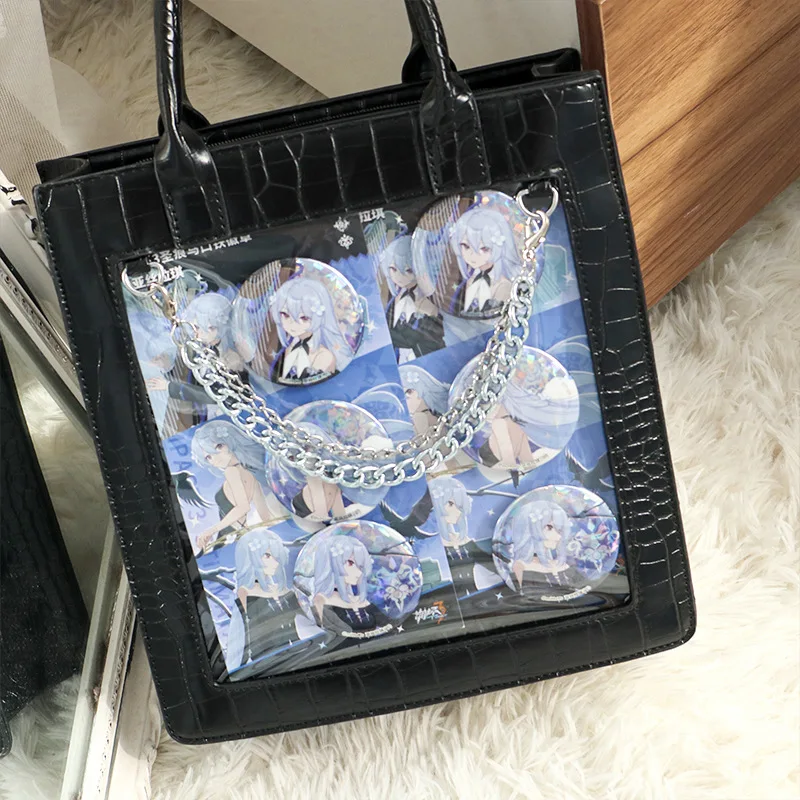 Japanese High School Girls JK Bag Crocodile Transparent Handbags Book Bag Shoulder Bag Itabag Big Crossbody Bags Women Itabag