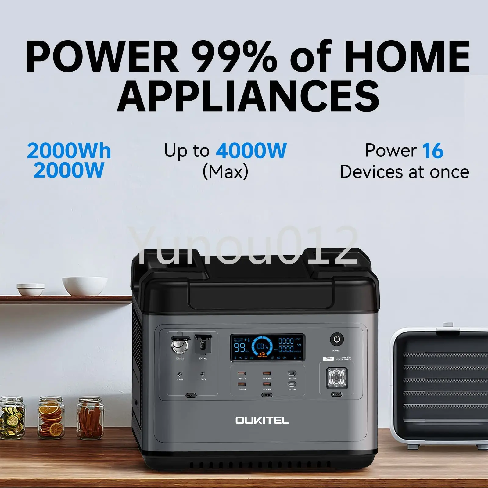 Oukitel P2001 Outdoor Energy Storage Power Supply Lifepo4 Battery Solar Generator Emergency Portable Power Station 2000W