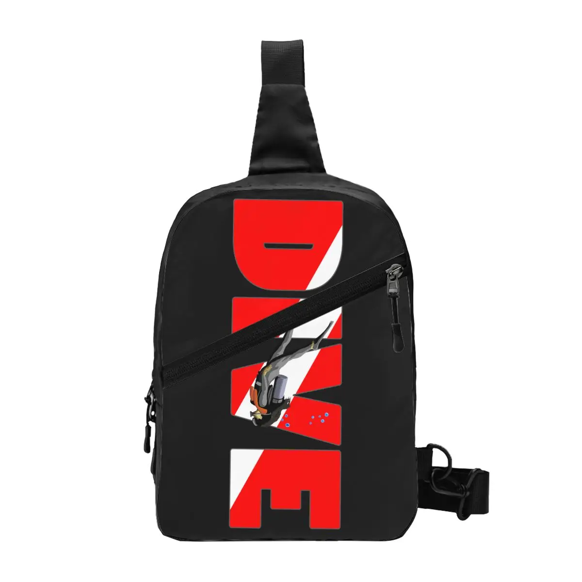 

Custom Scuba Dive Flag And Diver Sling Chest Crossbody Bag Men Casual Diving Lover Shoulder Backpack for Camping Biking