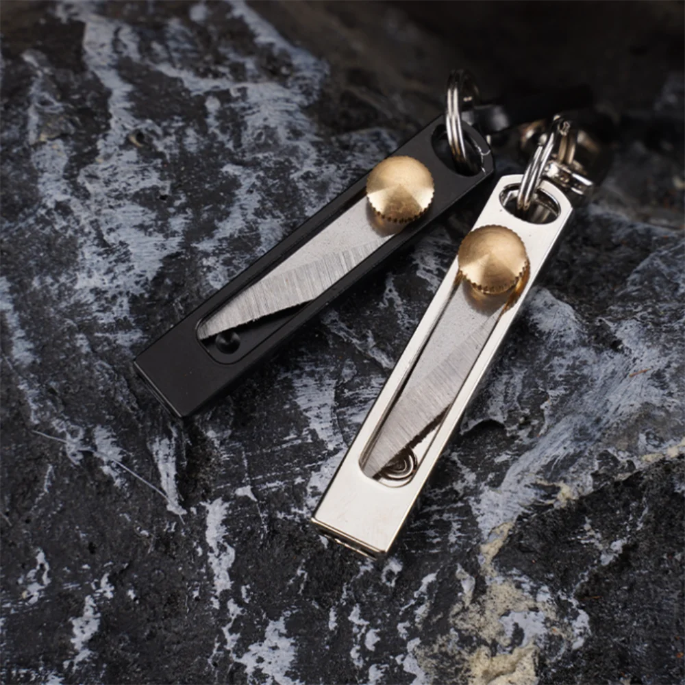 Mini Retractable Folding Pocket Utility Knife With Keychain Buckle Camping Backpacking Portable Paper Box Cutter Envelope Opener