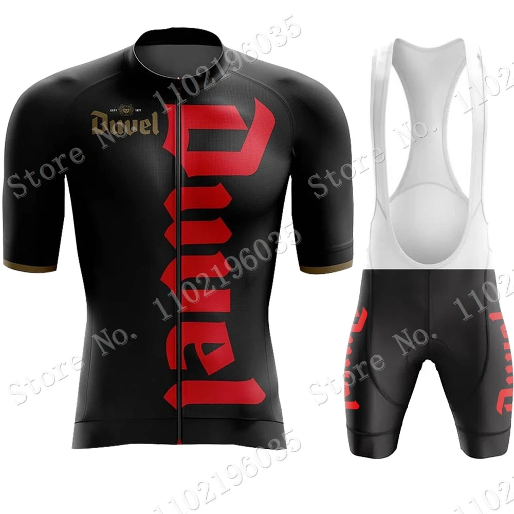 Duvel Cycling Jersey 2023 Set Retro Belgium Cycling Black Clothing Belgium Beer Road Bike Suit Bib Shorts Maillot MTB Ropa