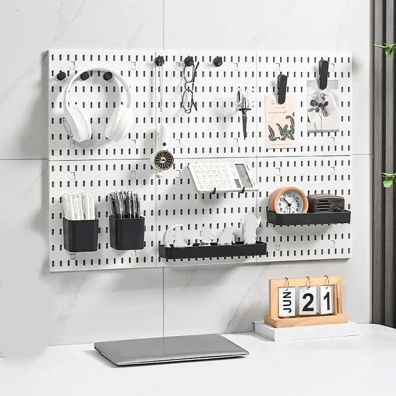 Nordic Style Diy Pegboard and Accessories Storage Case DIY Wall Mount Desktop Organizer No Punching Bathroom Kitchen