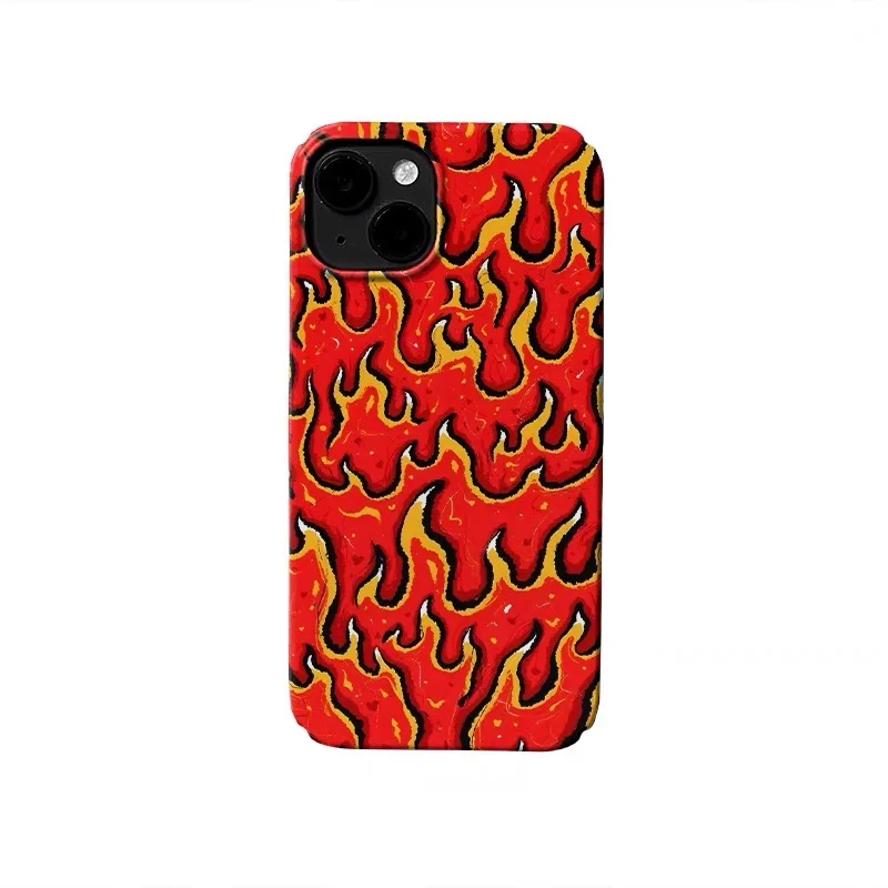 

Ins Red Flame Oil Painting Phone Case for IPHONE 17 Air 16E 15 PROMAX 14 Plus 13 12 MINI 11 PRO 16Plus XR SE Acrylic Phone Cover