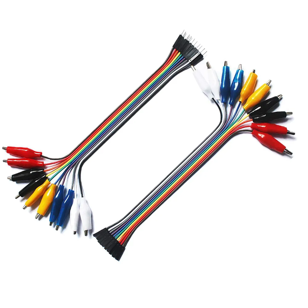 Alligator Clip to Wire Test Lead 10Pin 20Cm Cable 24Mm Clip for 3D Prototype Breadboard Wire