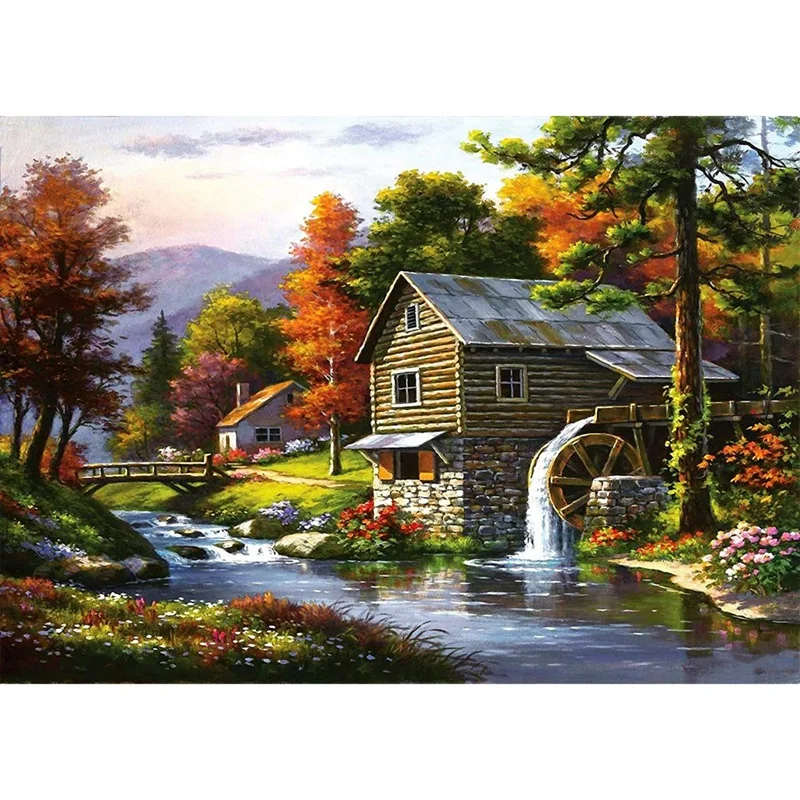 DIY Diamond Painting Kits For Adults Full Drill Embroidery Painting Cross Stitch Arts Crafts House Beside The River