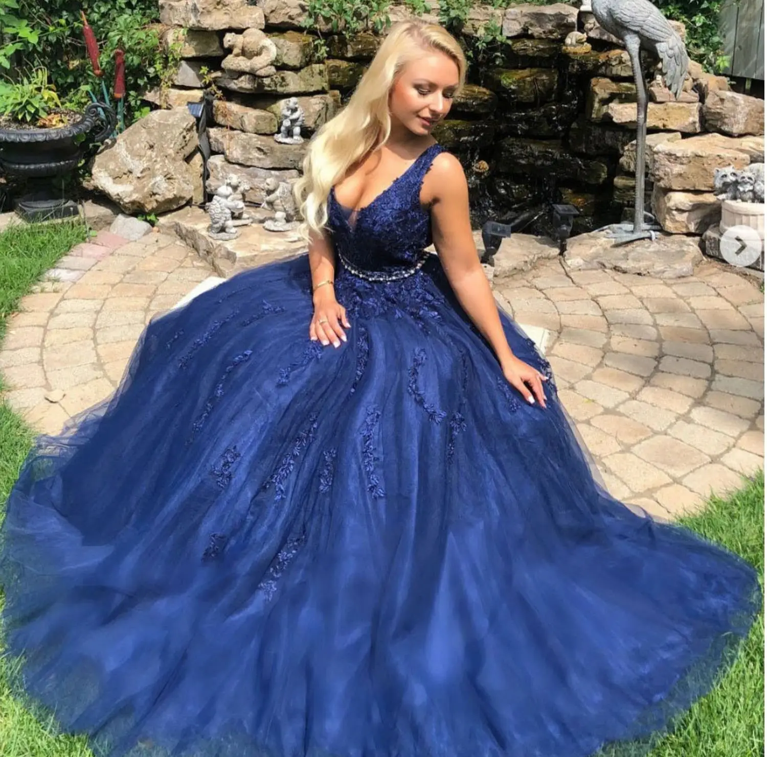 Aileen Graduation Dress Party Evening elegante Luxury Celebrity Navy Blue Mesh Dresses for Prom Dress Women V Collar Line A 2024