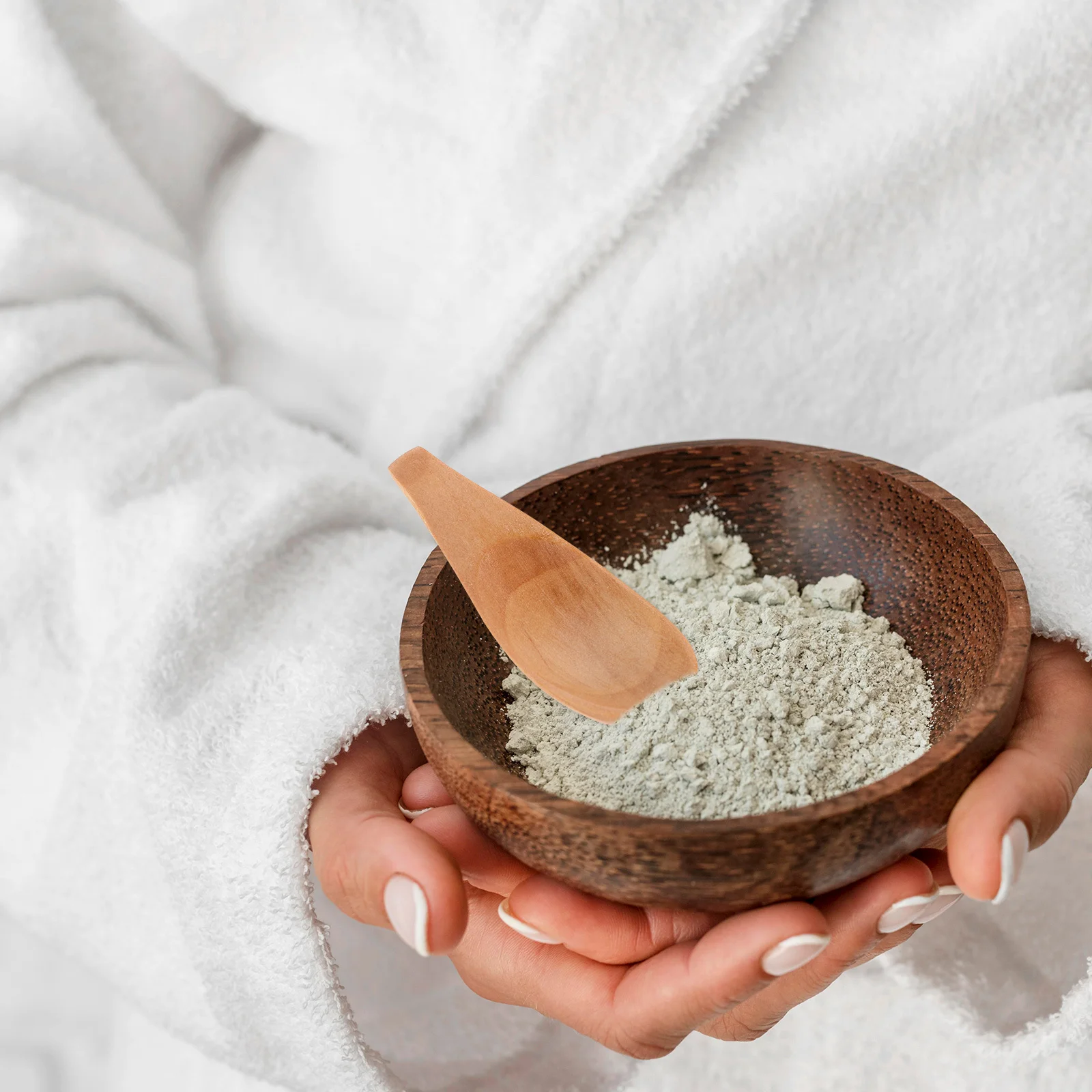 

2pcs Wooden Spoon For Face Mask: Mini Short Handle Scoop Natural Wood Measuring Tool For Coffee Tea Baking Kitchen Essentials