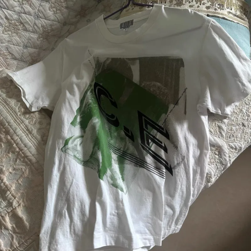 

Summer Street Punk Abstract Print CAVEMPT T Shirts Lightweight Breathable Cotton White Round Neck Short Sleeve Men Women CE Tops