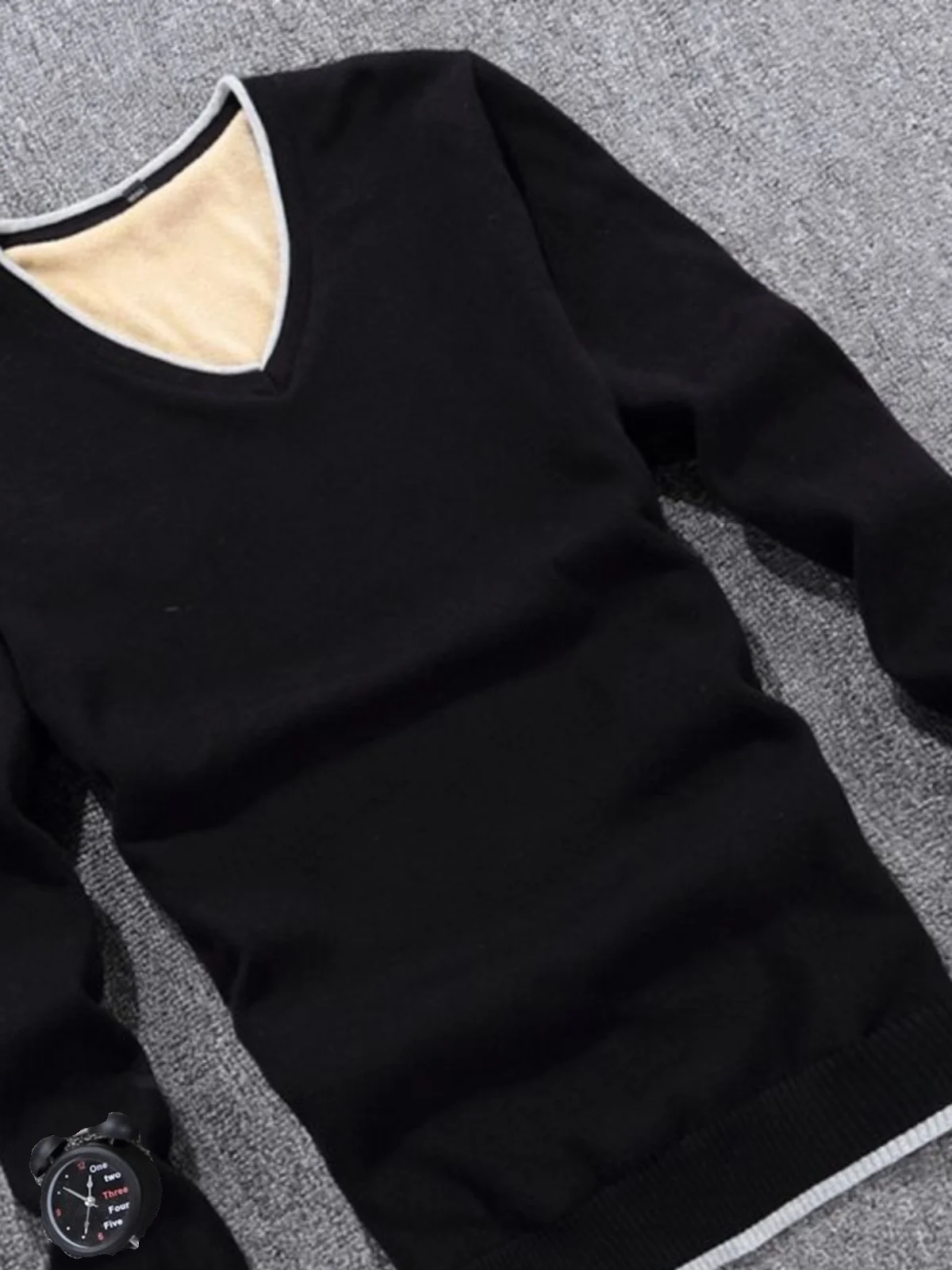 

Мужской вязаный свитер Thiened Fce с V-образным вырезом, теплая базовая одежда, модная футболка, стильная зимняя внутренняя одежда, повседневная