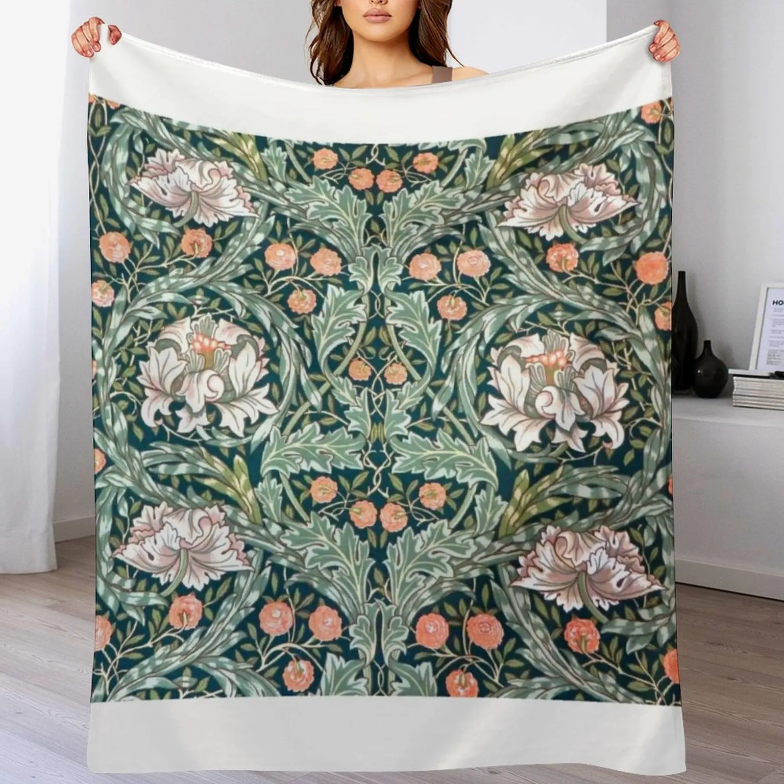 Morris Exhibition Art William Morris Flower Print Art Throw Blanket