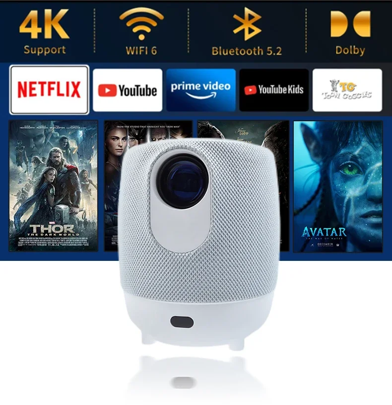 Portable 720P Full HD Projector 4K Android WIFI New Mini Home Theater Video Projector Outdoor LCD LED Lamps US Plug 3D Features