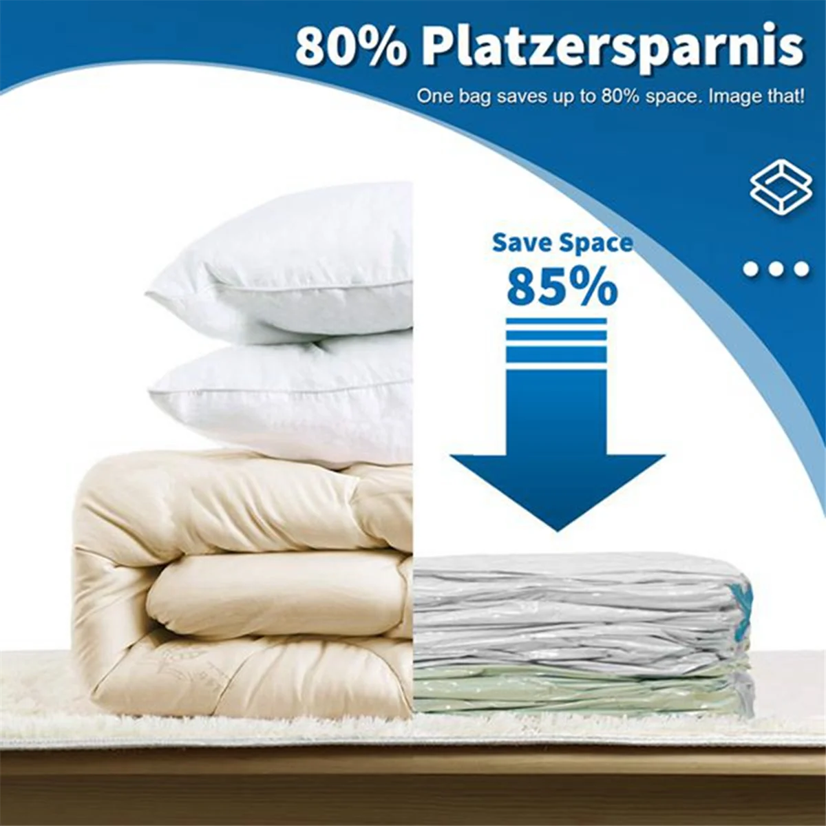 6 Pack Vacuum Storage Bags, Compression for Comforters and Blankets,JAS