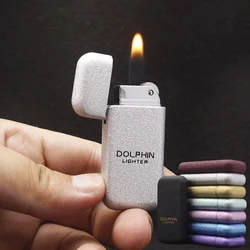 Mini Ultra-thin Grinding Wheel Open Flame Lighter Portable Frosted Surface Gas Lighter for Men's Gift Cigarette Accessories
