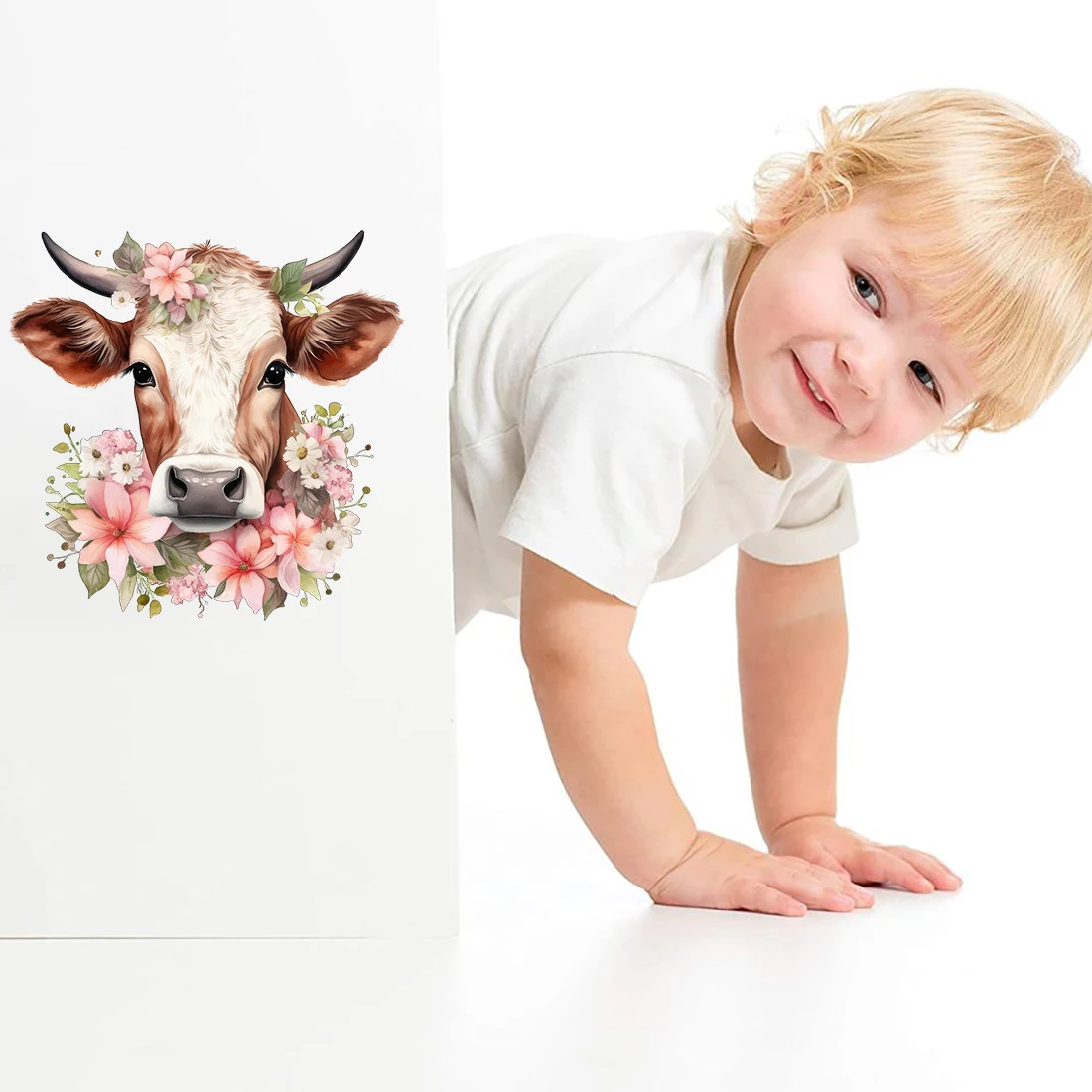 Three Ratels QD160 Lucky Bull Watercolor Animal Sticker Children's Bedroom Wall Sticker