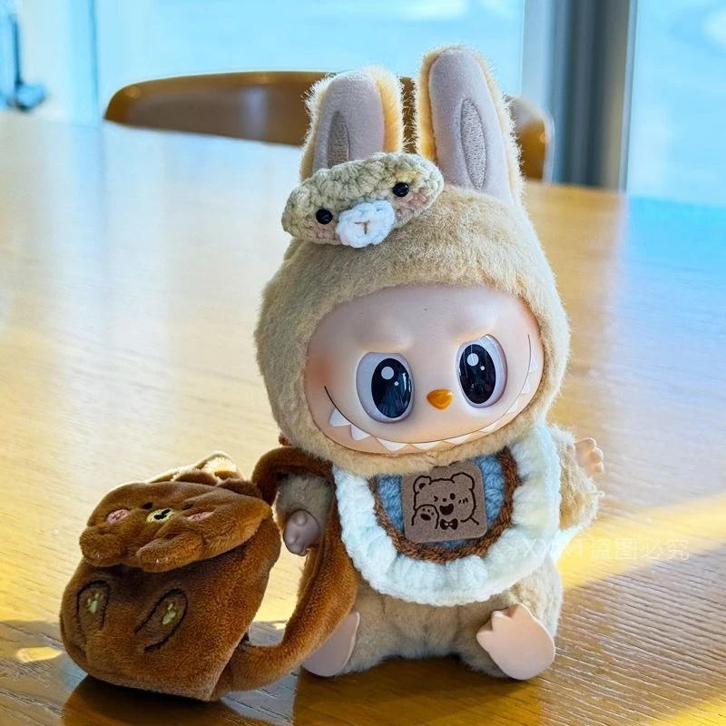 

Doll Clothes Suitable for Labubu V1 V2 V3 Doll Bear Backpack Bellyband Hat 3-Piece Set Cartoon Trendy Dress Up Accessories Gifts