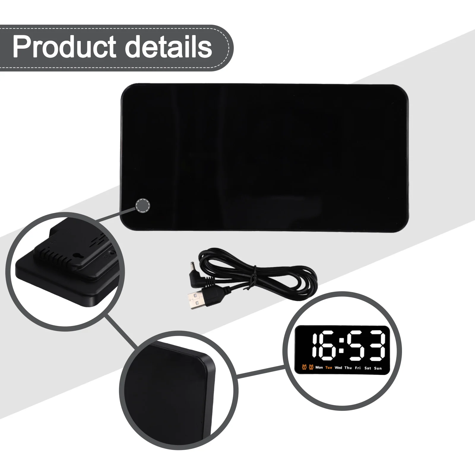 

Многофункциональный цифровой будильник с функцией измерения температуры, регулируемой яркостью и простым креплением на стену или стол