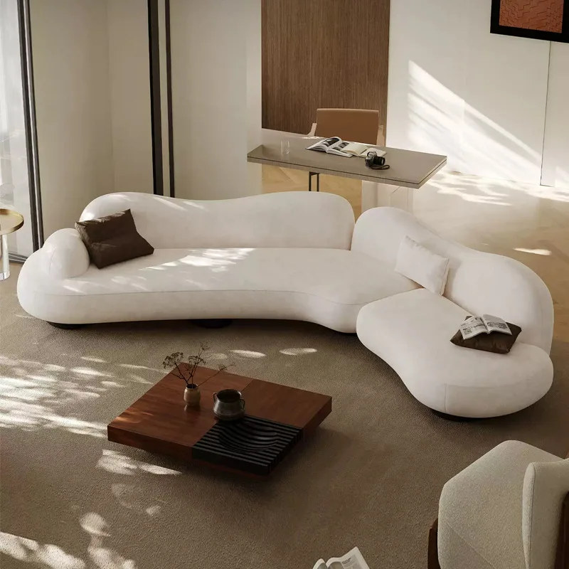 Advanced Special-shaped Fabric Sofa Large Apartment Living Room Curved Sofa Flat-floor Villa