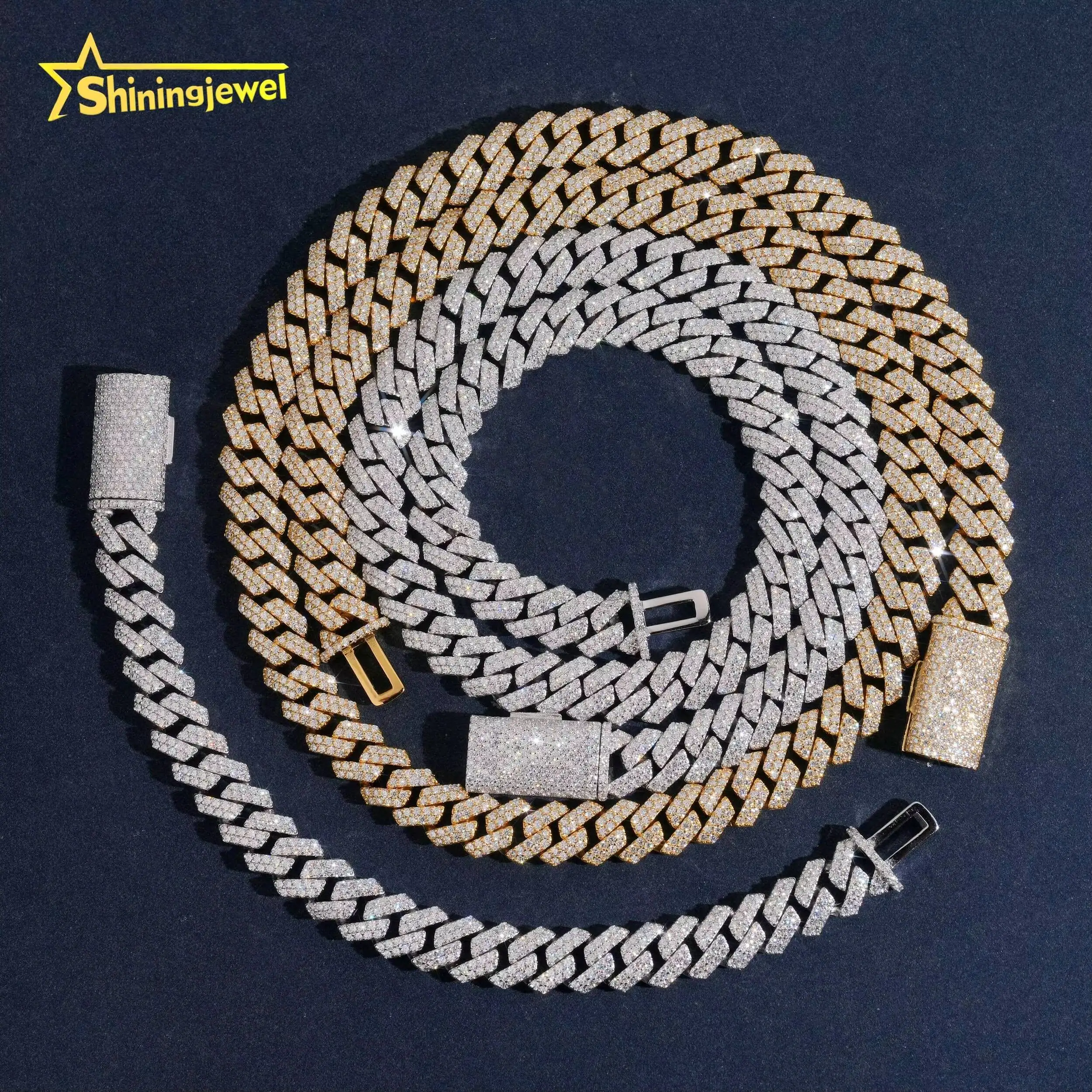 Fashion 10mm BRASS Moissanite Cuban Chain Iced Out Jewelry Moissanite Cuban Necklace Bracelet Custom Hip Hop Diamond Cuban Links
