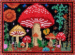 Mushroom DT2460 Embroidery Canvas Latch Hook Kits, Unfinished Acrylic Yarn, Embroidery Cushion, Cross Stitch Carpet