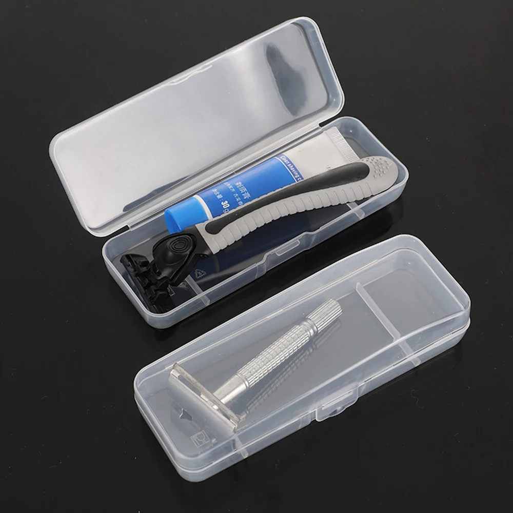 

Men Universal Shaver Storage Box Handle Box Full Transparent Plastic Case Razor Boxs Eco-Friendly PP Shaving Box high Quality