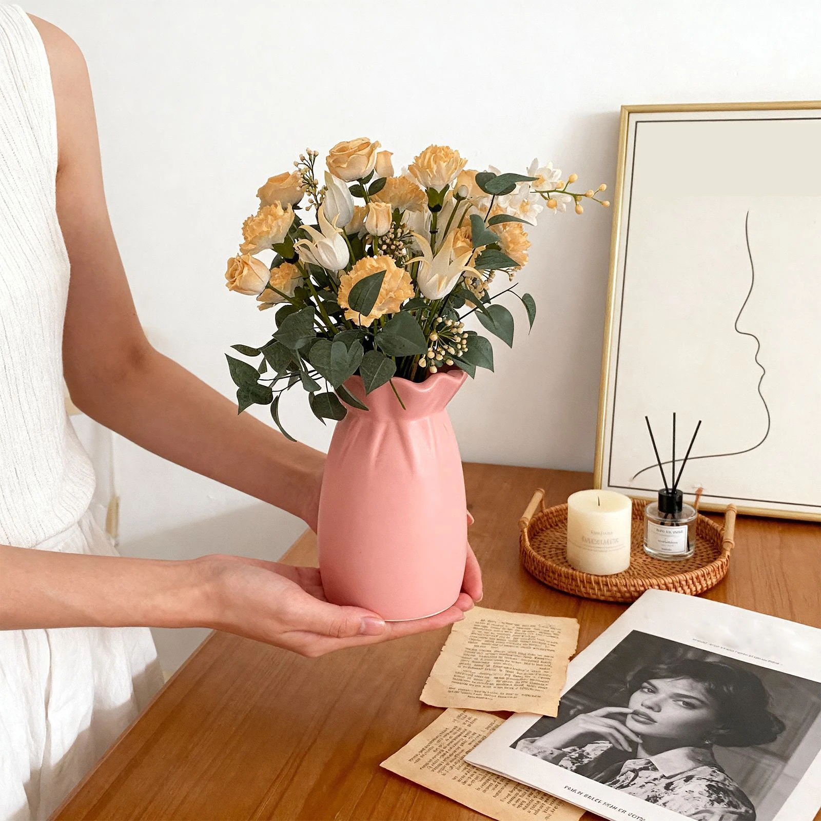 Vase Silicone Mold Ins-Style Blessing Bag Mold Flower Arrangement Mold Silicone For Home Decor Storage Solution Flower