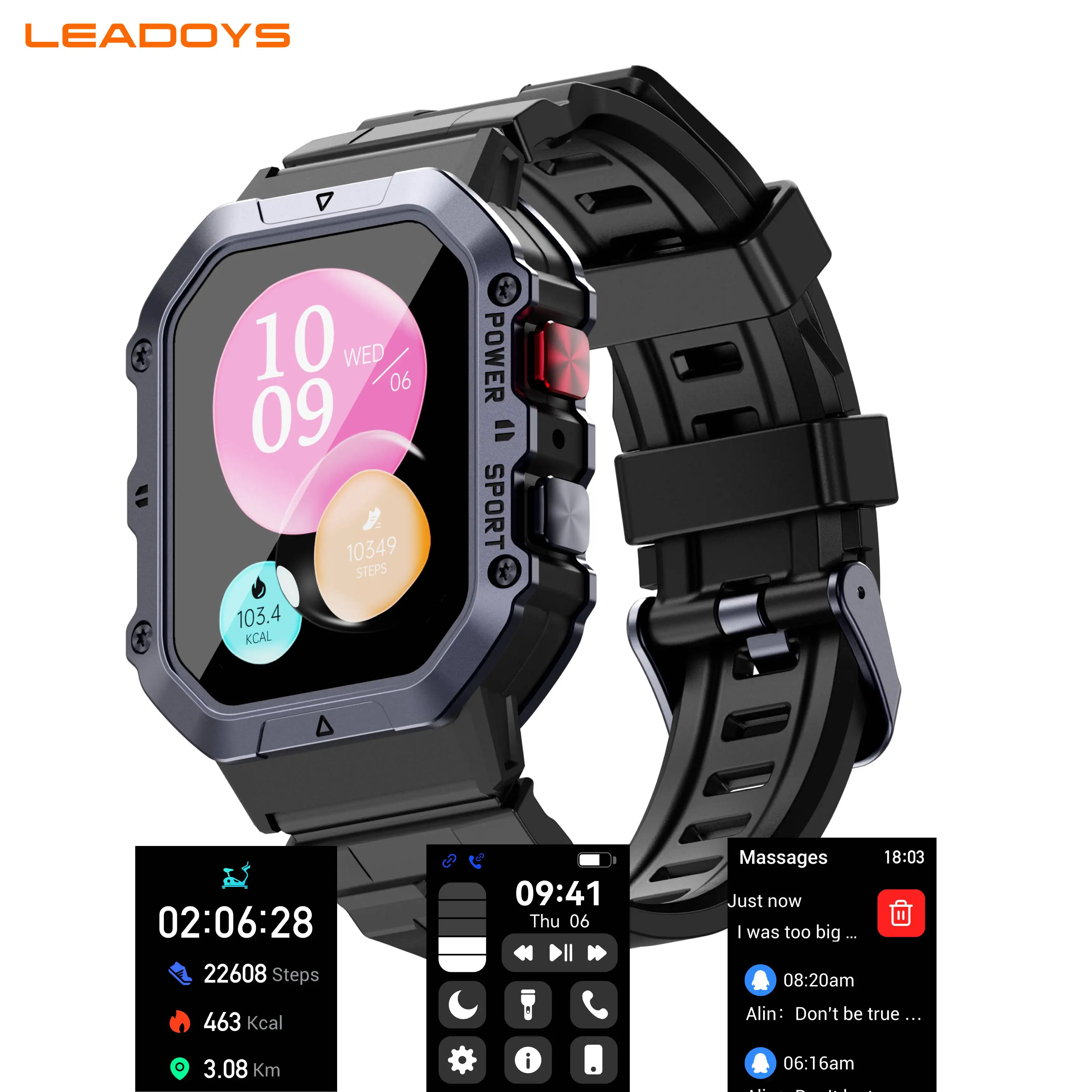 

Leadoys W1 2025 Smartwatch Health Fitness Tracker with Blood Pressure Uric Acid Oxygen Level Monitor for Body Fat Analysis