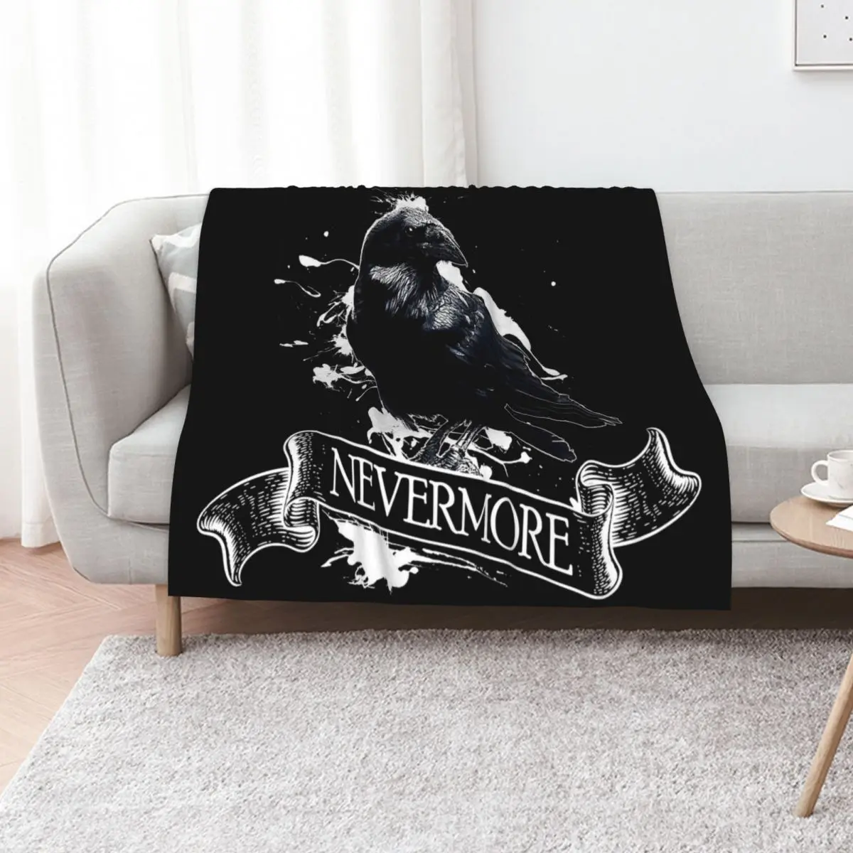 Edgar Allan Poe Raven Nevermore Throw Blanket Heavy Flannels Luxury Thicken Shaggy Sofa Quilt Blankets