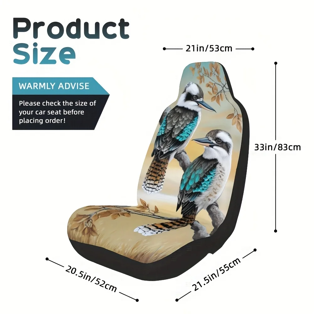 2pcs, Modern Kookaburra Magic Print Front Seat Covers, Comfortable And Durable, Fit For Front Seats, Ideal For Stylish Interior