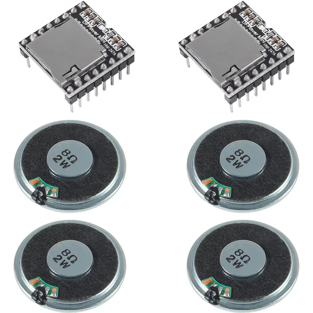 YX5200 DFPlayer Mini MP3 Player Audio Module +2W 8Ohm Round Micro Speaker MP3 Voice Decode Board Supporting TF Card U-Disk