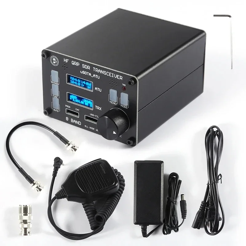 CHKJ USDX SDR Transceiver All Mode 8 Band HF Ham Radio QRP CW Transceiver Built-in ATU-100 Antenna Tuner Dual OLED