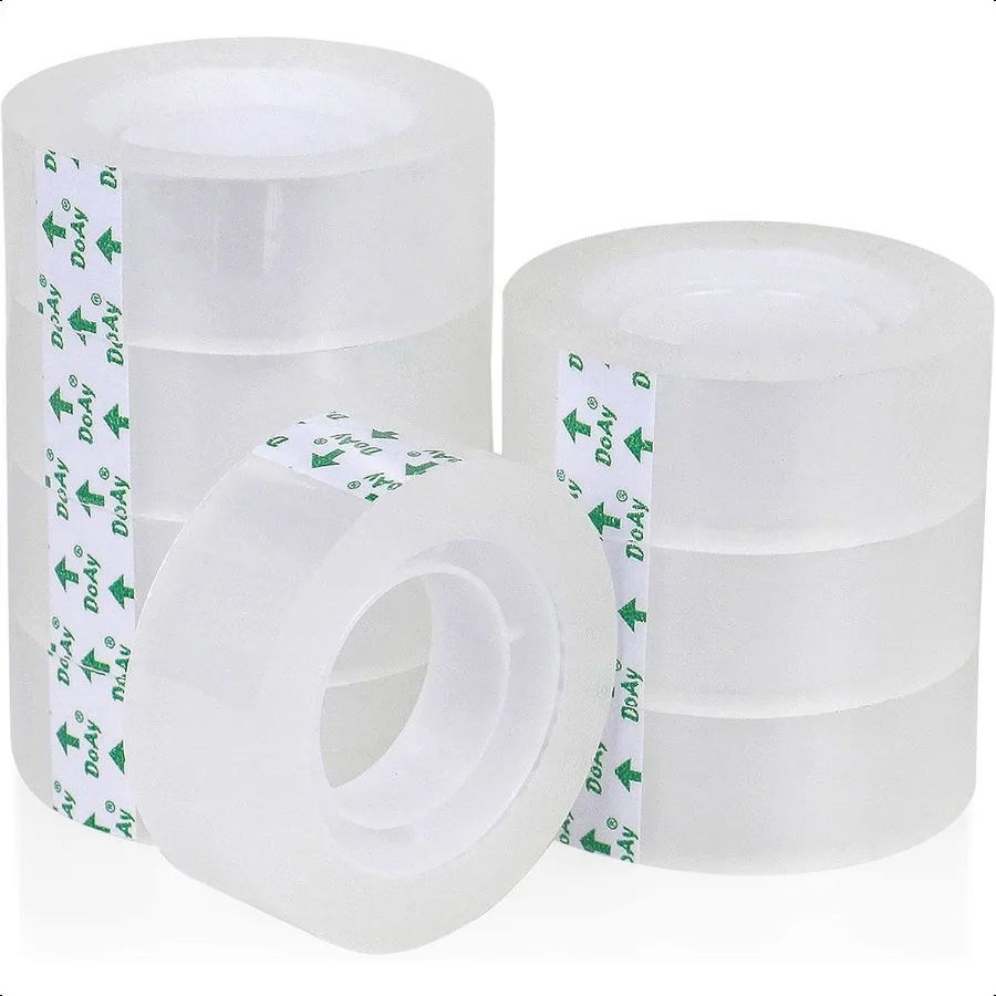 8 rollos de cinta transparente fácil de rasgar, recambios de cinta para envolver regalos para dispensadores, transparente, sin esfuerzo, fuerte adherencia, invisible