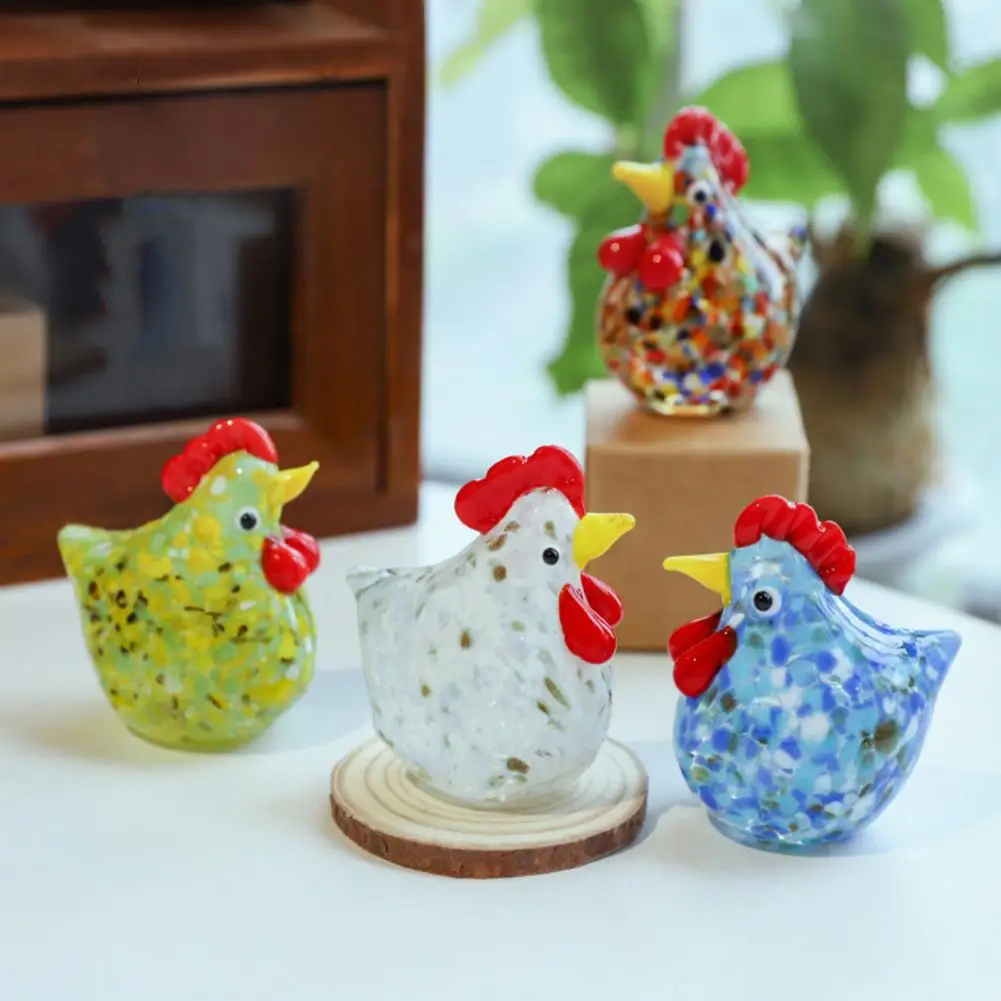 

Stable Standing Figurine Cute Home Decor Hand Blown Glass Rooster Figurine Colorful Turkey Miniature for Modern Home Decor Xmas