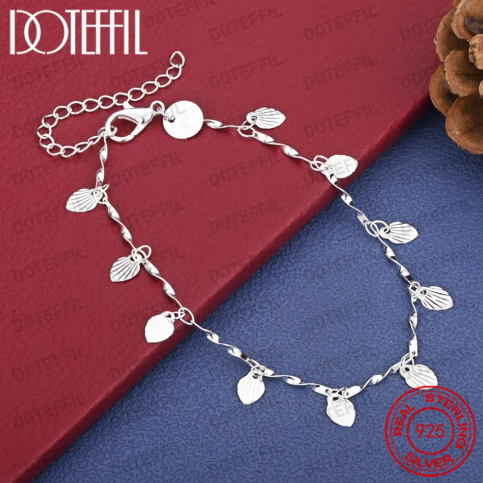 925 Sterling Silber 8-Zoll Minimalistisches Ginkgo-Blatt Quasten-Armband für Damen, Party Mode Hochzeits-Accessoires