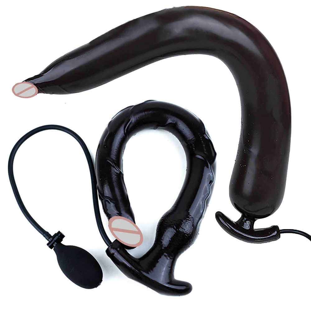 Long and Huge Inflatable Anal Dildos Sex Toys BDSM 18+ Rectum Dilation Prostate Massage Silicone Butt Plug Inflatable Long Dildo
