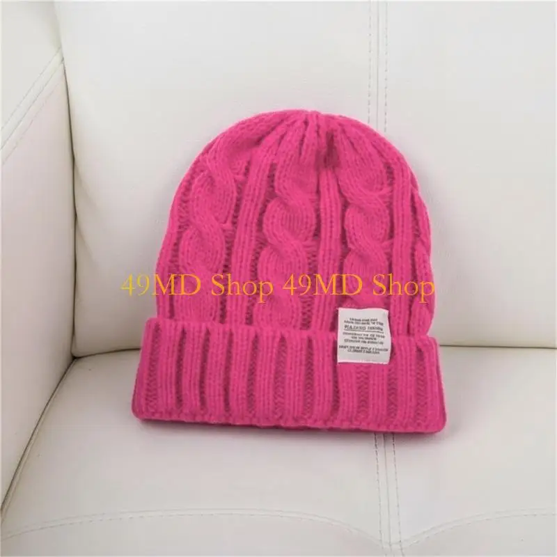 49MD Practical Warm Crochet Hat for Women Large Head Size Slimming Face Design