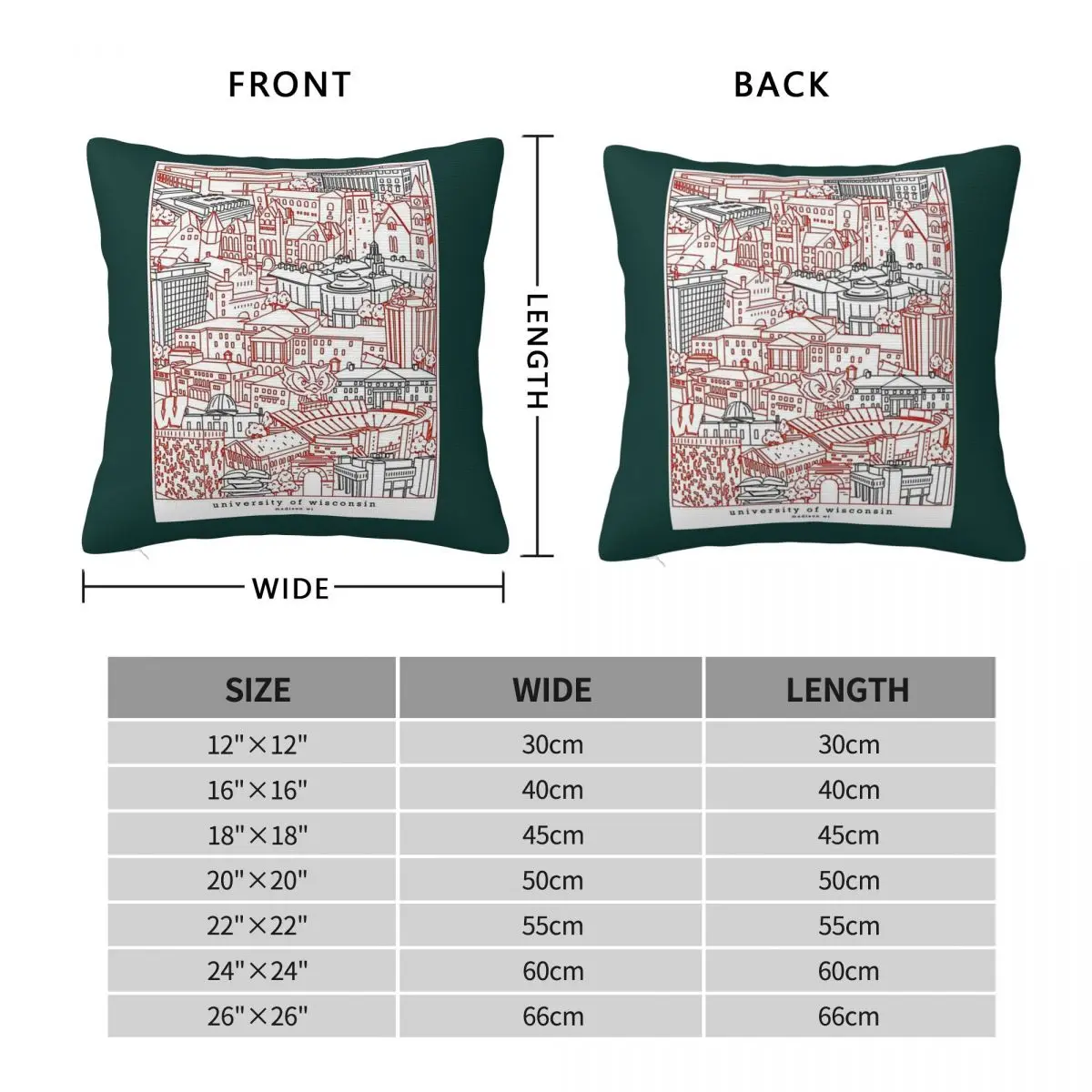 University Of Wisconsin Campus Pillowcase Polyester Linen Velvet Creative Zip Decor Sofa Seater Cushion Cover