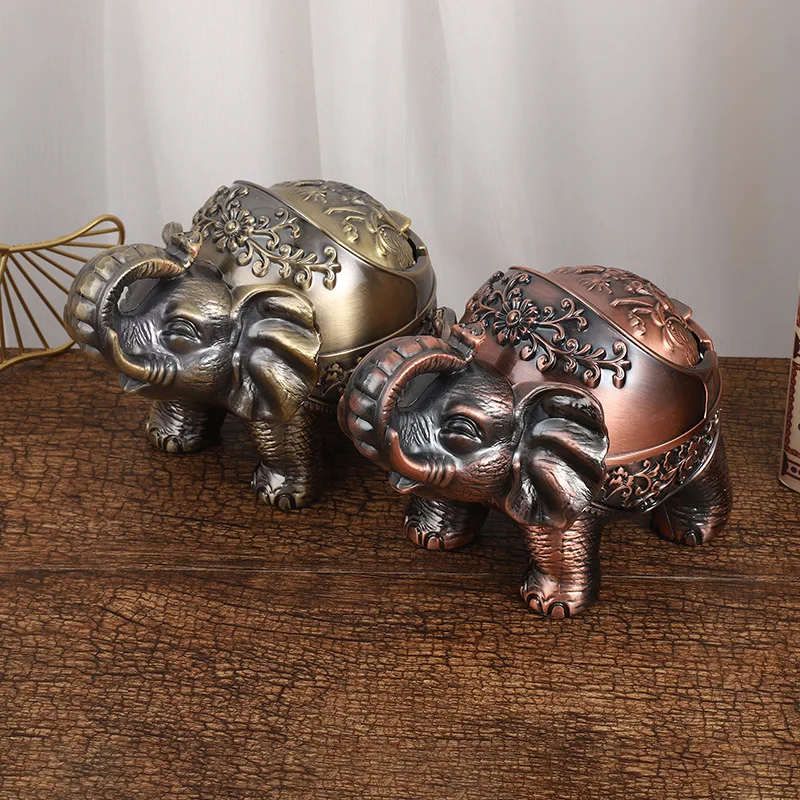 Elephant spherical zinc alloy ashtray is calm, restrained, practical, elegant and creative