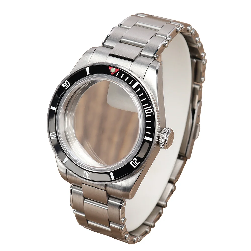 

Vintage Silvery Brushed Watch Case Stainless Steel Strap Domed Sapphire Glass For NH35 NH36 NH34 4R36 Solid Bottom Cover 20bar