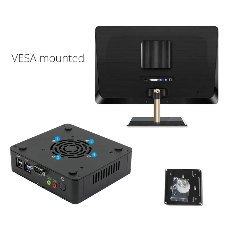 2 Ethernet Mini Pc J2900 J1900 RS232 Fanless Industrial Computer Mini Desktop Barebone